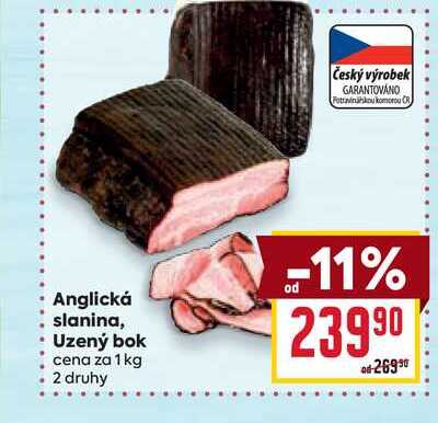 Anglická slanina, Uzený bok cena za 1 kg 