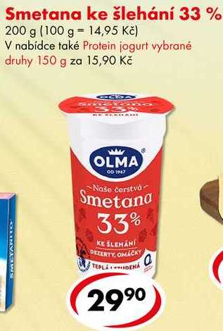 Smetana ke šlehání 33%, 200 g 