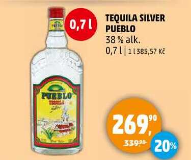 TEQUILA SILVER PUEBLO 38% alk., 0,7 l