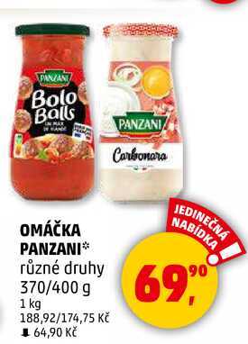 OMÁČKA PANZANI různé druhy, 370/400 g