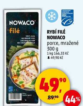 RYBÍ FILÉ NOWACO porce, mražené, 300 g 