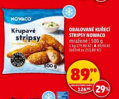 NOWACO obalované kuřecí stripsy mražené, 500 g