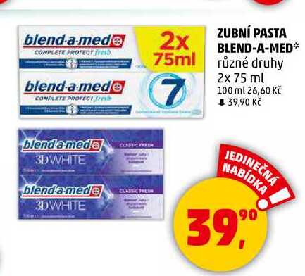 ZUBNÍ PASTA BLEND-A-MED různé druhy, 2x 75 ml