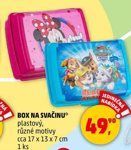 BOX NA SVAČINU plastový, různé motivy cca 17 x 13 x 7 cm, 1 ks  