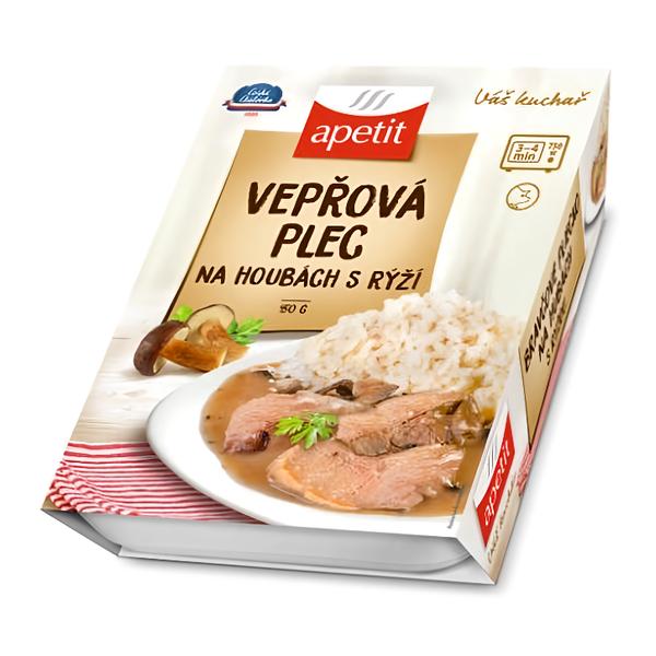 apetit Vepřová plec na houbách s rýží