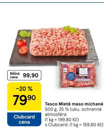 Tesco Mleté maso míchané, 500 g. 25 % tuku 
