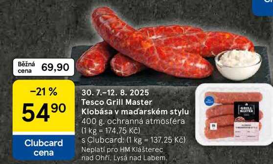 Tesco Grill Master Klobása v maďarském stylu, 400 g 