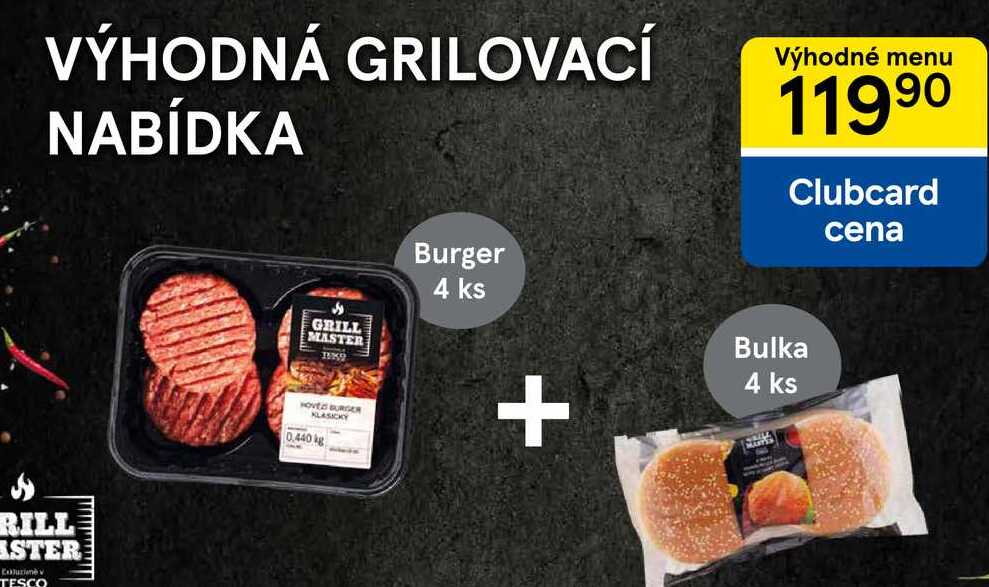 Výhodné menu Burger 4 ks + Bulka 4 ks 