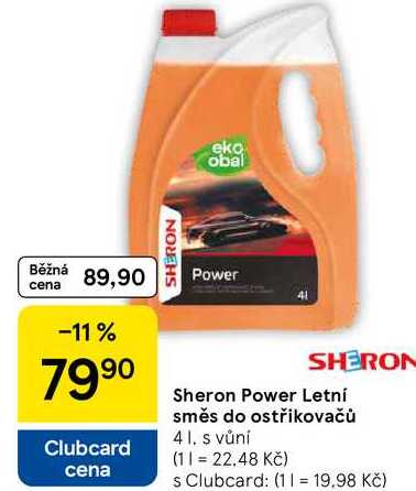 Sheron Power Letní směs do ostřikovačů, 4 l, s vůní 
