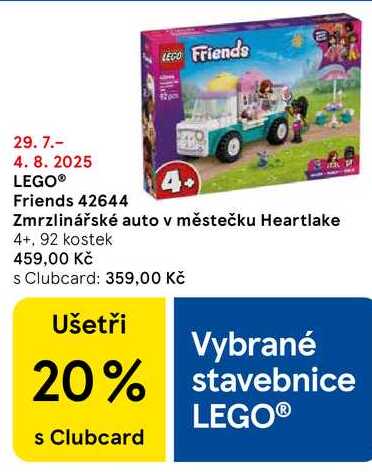 LEGO® Friends 42644 Zmrzlinářské auto v městečku Heartlake 4+, 92 kostek 
