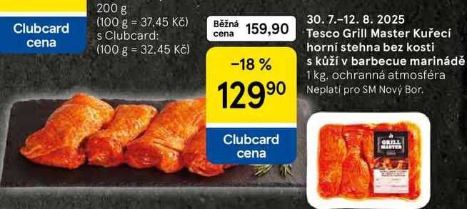 Tesco Grill Master Kuřecí horní stehna bez kosti s kůží v barbecue marinádě, 1 kg 