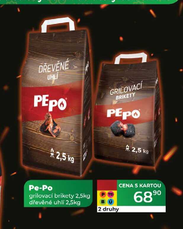 Pe-Po grilovací brikety 2,5kg dřevěné uhlí 2,5kg  