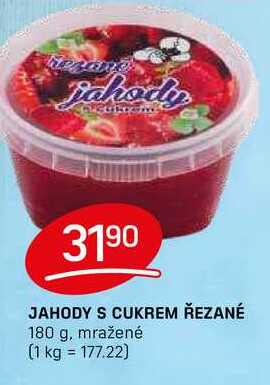 JAHODY S CUKREM ŘEZANÉ 180 g, mražené 