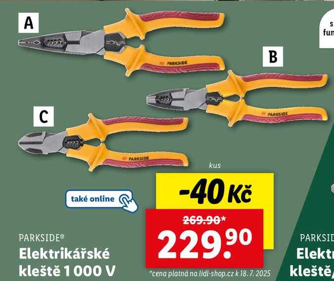 Elektrikářské kleště 1 000 V 
