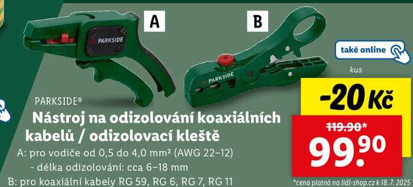 Nástroj na odizolování koaxiálních kabelů/odizolovací kleště 