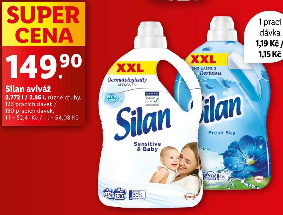 Silan aviváž 2,772 l/2,86 l, 126 pracích dávek/130 pracích dávek