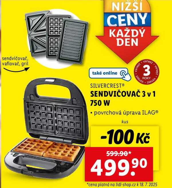 SENDVIČOVAČ 3 v 1 750 W  