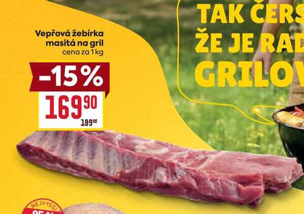 Vepřová žebírka masitá na gril cena za 1kg