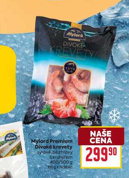 Mylord Premium Divoké krevety syrové, bez hlavy s krunýřem 400/500 g 