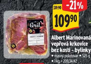 Albert Marinovaná vepřová krkovice bez kosti - bylinky, 525 g