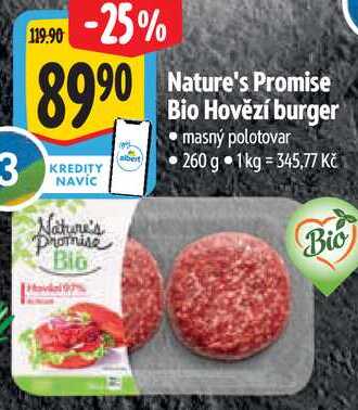 Nature's Promise Bio Hovězí burger, 260 g