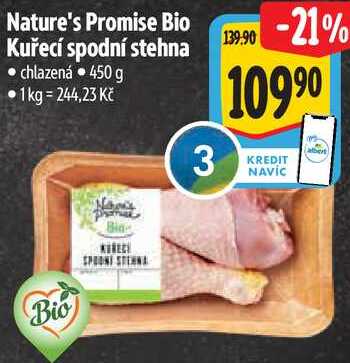 Nature's Promise Bio Kuřecí spodní stehna, 450 g
