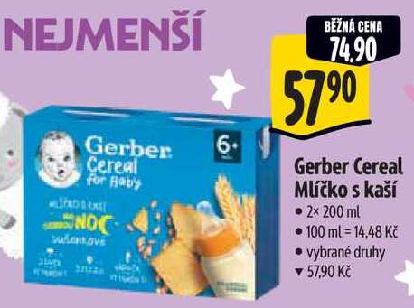 Gerber Cereal Mlíčko s kaší, 2x 200 ml  