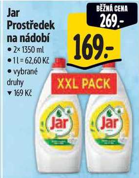 Jar Prostředek na nádobí, 2x 1350 ml 