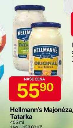 Hellmann's majonéza, tatarská omáčka 405ml, vybrané druhy
