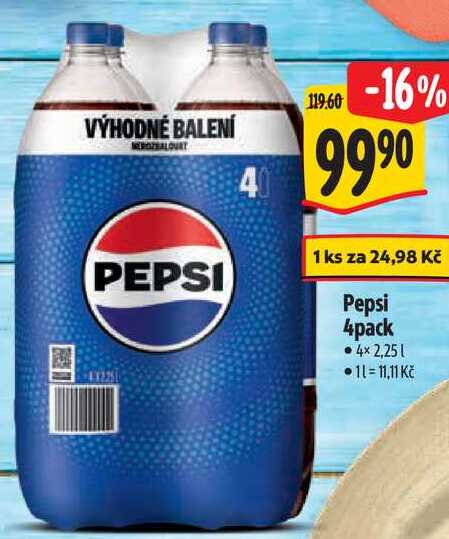 Pepsi 4pack, 4x 2,25 l