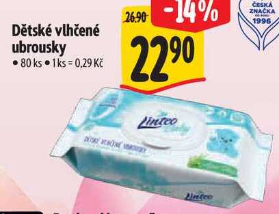 Dětské vlhčené ubrousky, 80 ks