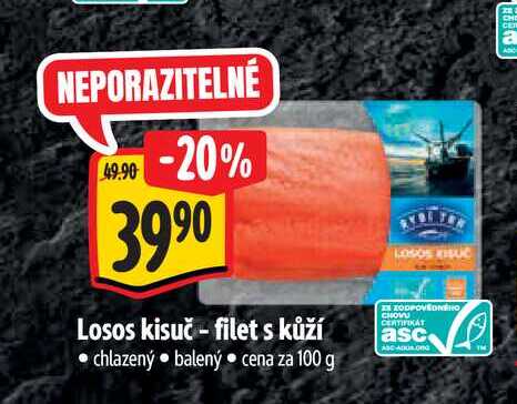   Losos kisuč - filet s kůží 100 g