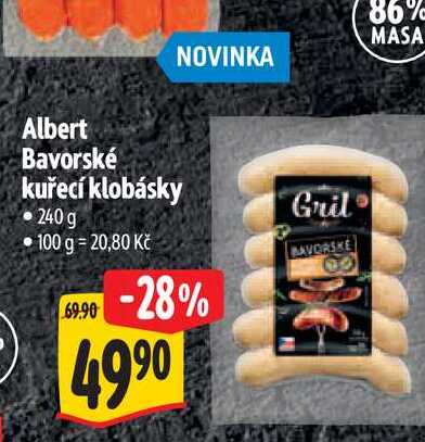  Albert Bavorské kuřecí klobásky Gril 240g 