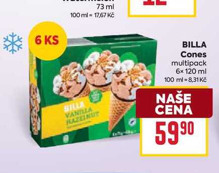 BILLA Cones multipack 6x120 ml 