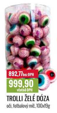 TROLLI ŽELÉ DÓZA oči, fotbalový míč, 100x19g 