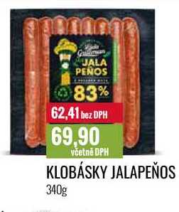 KLOBÁSKY JALAPEÑOS 340g 