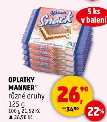 OPLATKY MANNER různé druhy, 125 g
