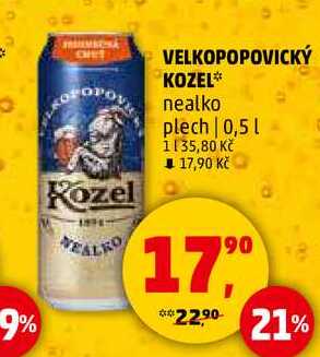 VELKOPOPOVICKÝ KOZEL nealko plech, 0,5 l