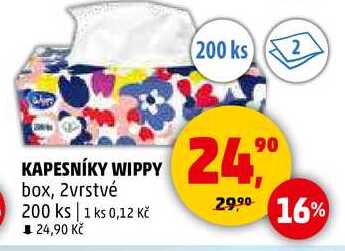 KAPESNÍKY WIPPY box, 2vrstvé, 200 ks  