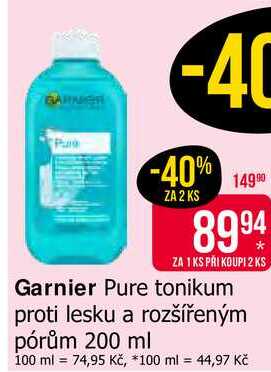 Garnier Pure tonikum proti lesku a rozšířeným pórům 200 ml 