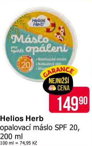 Helios Herb opalovací máslo SPF 20, 200 ml 