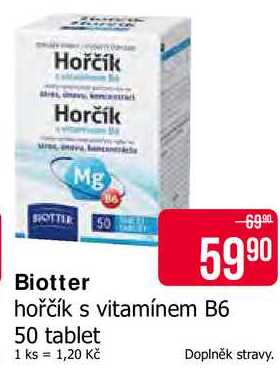 Biotter hořčík s vitamínem B6 50 tablet