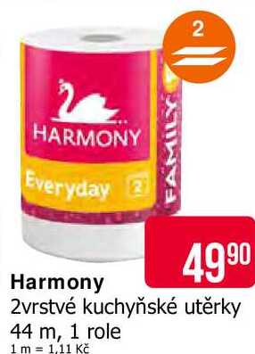 Harmony 2vrstvé kuchyňské utěrky 44 m, 1 role 