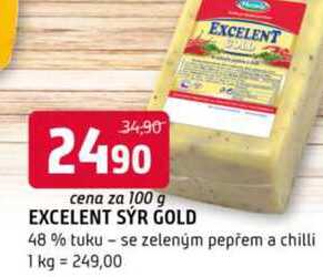 EXCELENT SÝR GOLD 48 % tuku se zeleným pepřem a chilli 100g