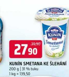 KUNIN SMETANA KE ŠLEHÁNÍ 200 g 31% tuku 