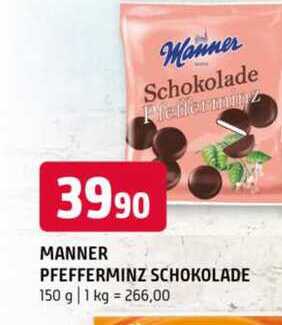 MANNER PFEFFERMINZ SCHOKOLADE 150 g