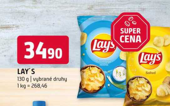LAY'S 130 g vybrané druhy 