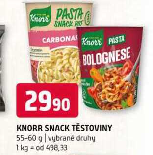 KNORR SNACK TĚSTOVINY 55-60 g vybrané druhy