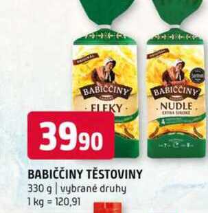 BABIČČINY TĚSTOVINY 330 g vybrané druhy 