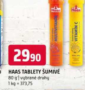 HAAS TABLETY ŠUMIVÉ 80 g vybrané druhy 